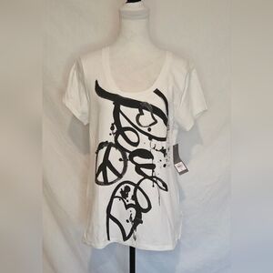 Kenneth Cole "PEACE" Graphic White Tee
